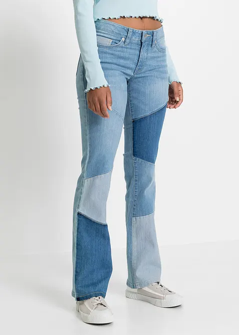 Jeans a zampa, vita media, bonprix