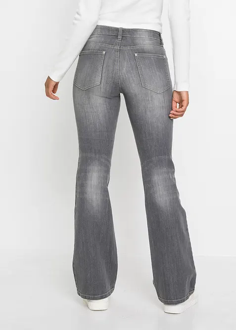 Jeans a zampa, vita media, bonprix