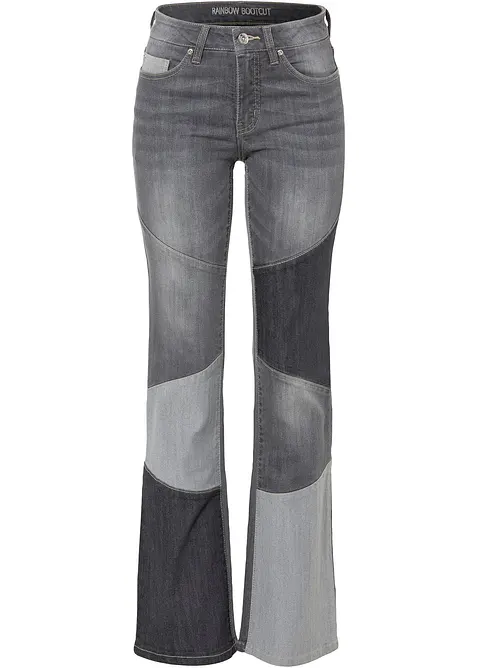 Jeans a zampa, vita media, bonprix