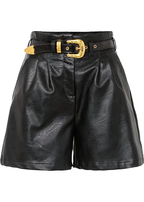 Shorts in similpelle con cintura, bonprix