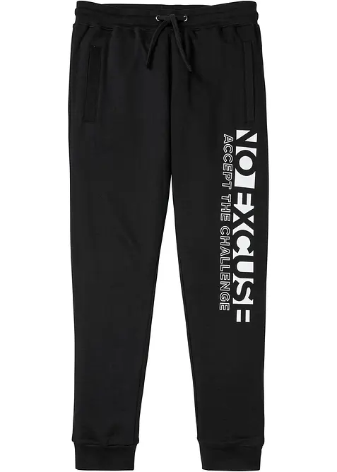Pantaloni da jogging in puro cotone con stampa sportiva, bonprix
