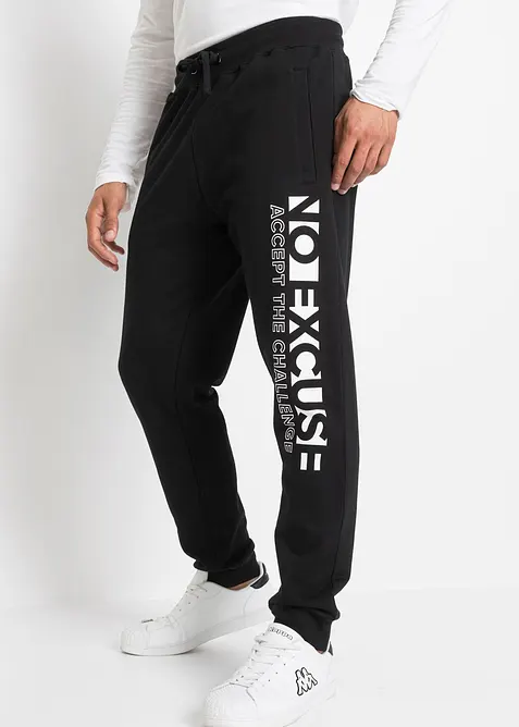 Pantaloni da jogging in puro cotone con stampa sportiva, bonprix