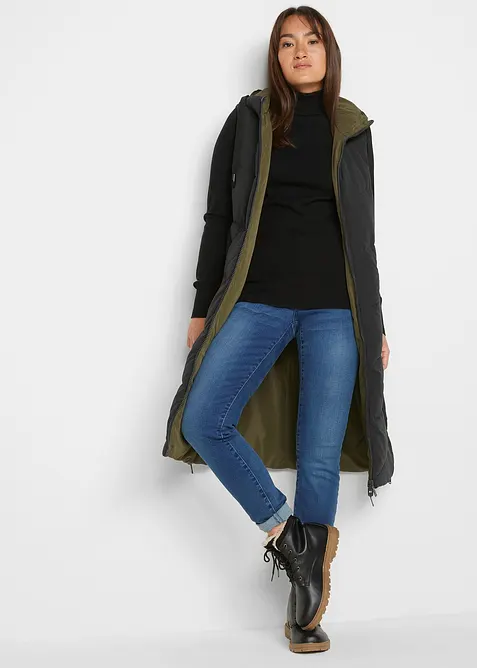 Gilet trapuntato double face in poliestere riciclato con cappuccio, bonprix