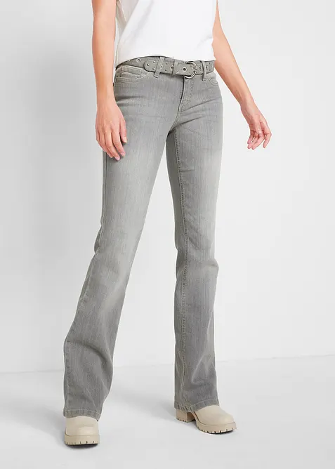 Jeans bootcut elasticizzati confortevoli, vita media, bonprix