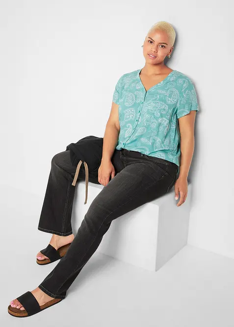 Jeans bootcut elasticizzati confortevoli, vita media, bonprix