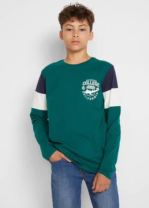 Maglia a maniche lunghe in puro cotone biologico (pacco da 2), bonprix