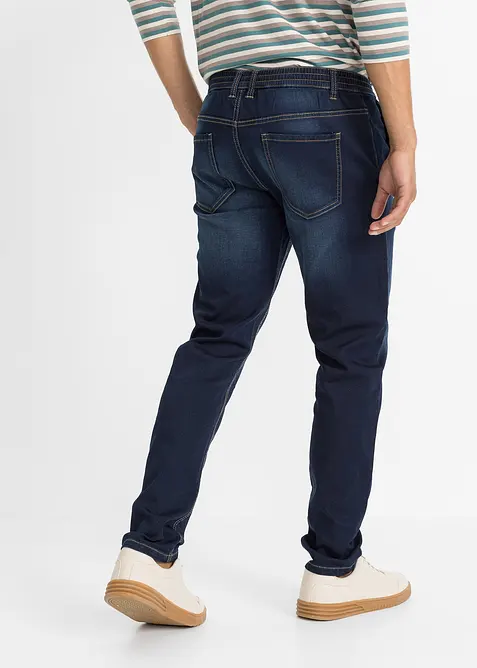 Jogger di jeans con cinta comoda regular fit, tapered, bonprix