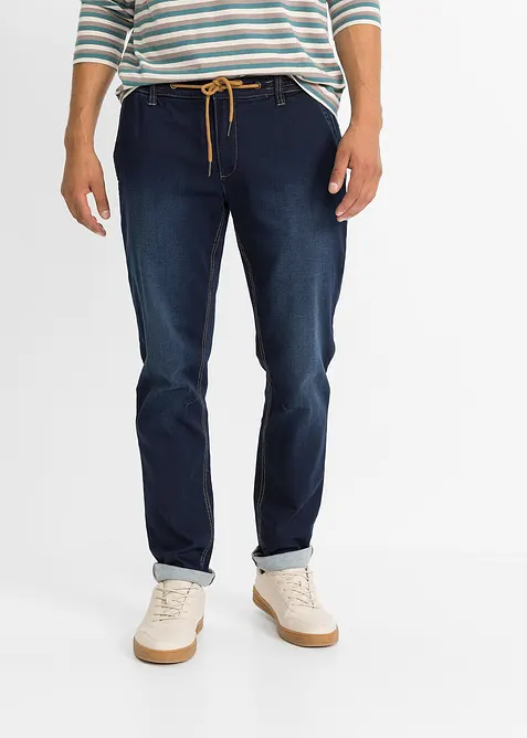 Jogger di jeans con cinta comoda regular fit, tapered, bonprix