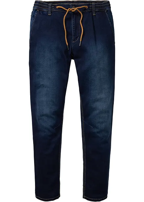 Jogger di jeans con cinta comoda regular fit, tapered, bonprix