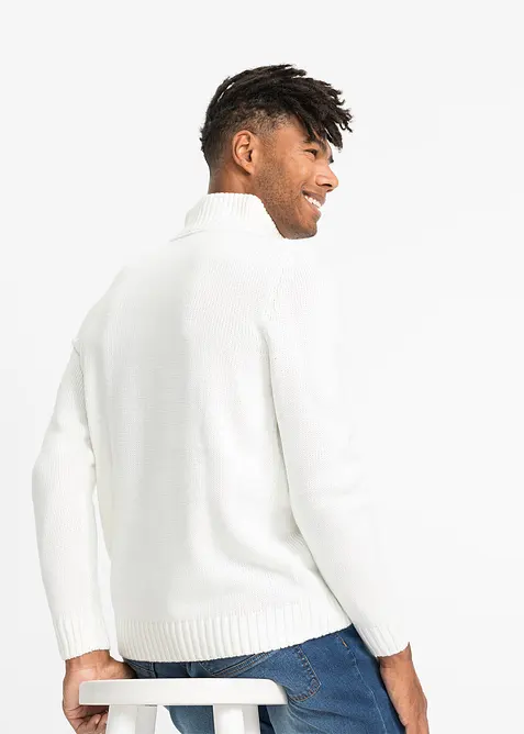 Maglione in filato grosso con zip e lavorazione a trecce, bonprix