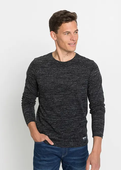 Maglia melange a manica lunga in misto cotone (pacco da 3), bonprix
