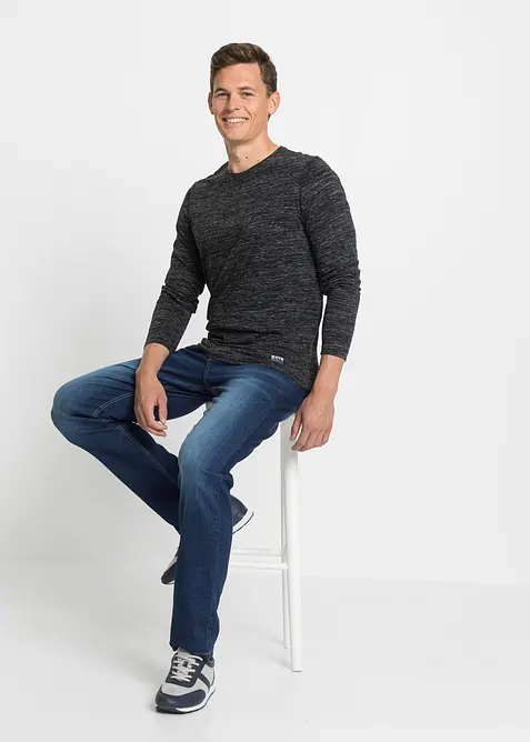 Maglia melange a manica lunga in misto cotone (pacco da 3), bonprix