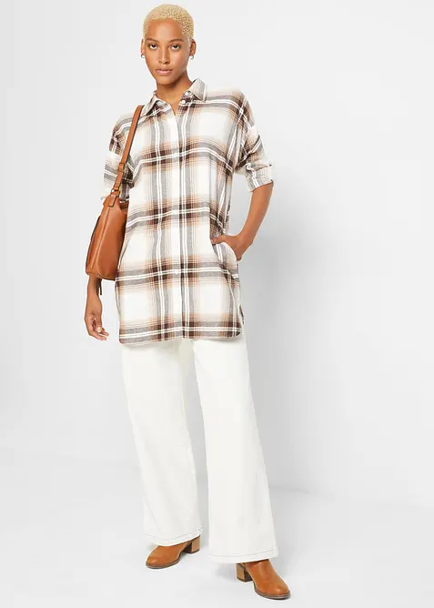 Camicia lunga in flanella di puro cotone, bonprix