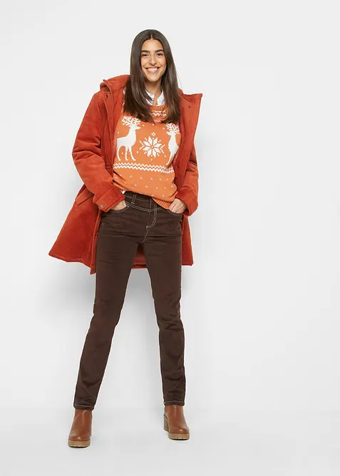 Pantaloni in velluto elasticizzato a coste, slim fit, bonprix