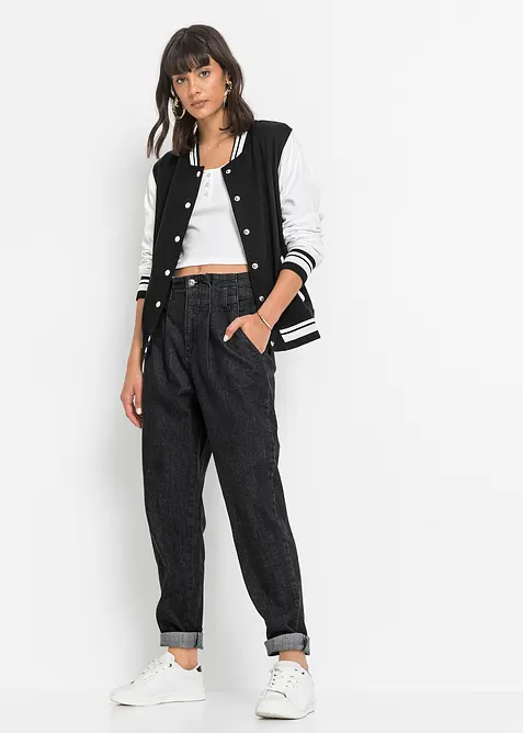 Mom jeans elasticizzati, a vita alta, bonprix