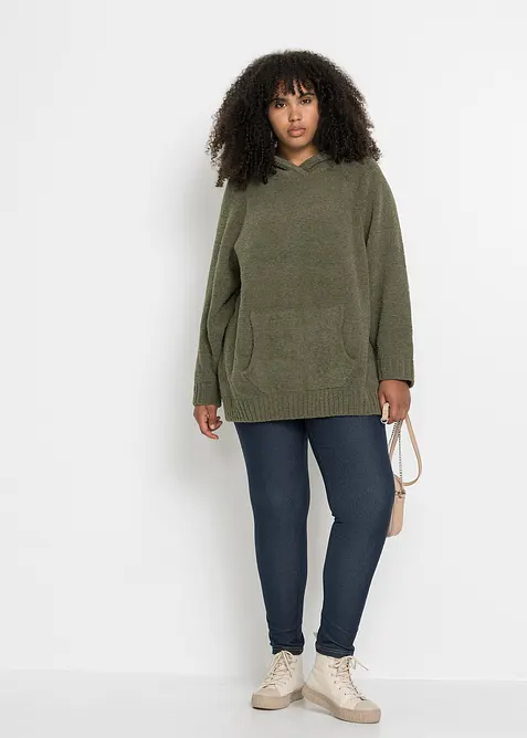 Maglione in pile teddy con cappuccio, bonprix