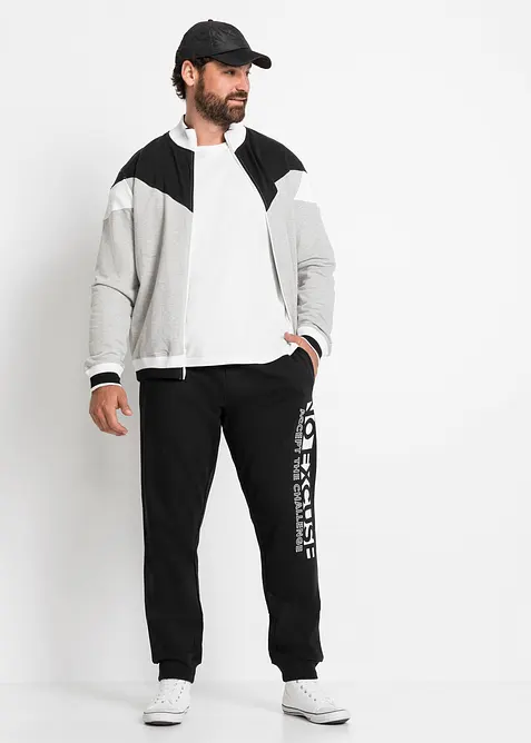 Pantaloni da jogging in puro cotone con stampa sportiva, bonprix