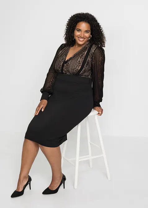 Abito con pizzo che valorizza la silhouette, bonprix