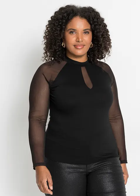 Maglia a maniche lunghe in misto viscosa morbido, bonprix