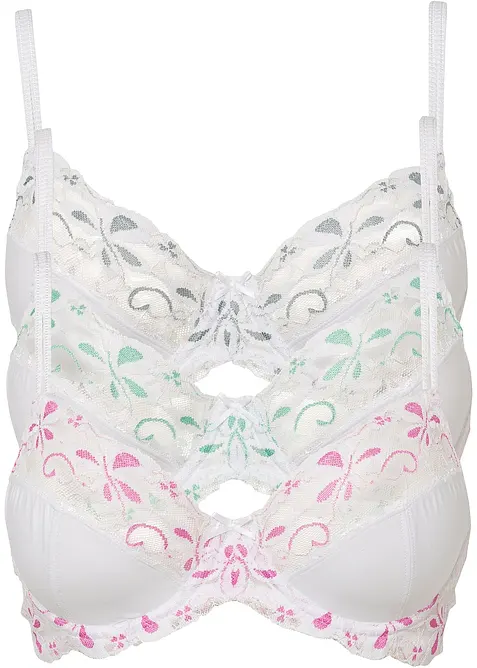 Reggiseno con ferretto e pizzo delicato (pacco da 3), bonprix