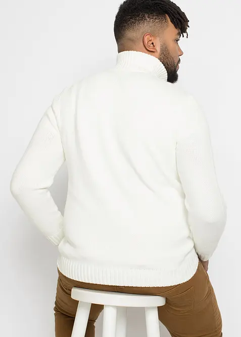 Maglione in filato grosso con zip e lavorazione a trecce, bonprix