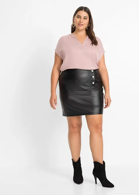 Blusa in satin a maniche corte con spalle scese, bonprix