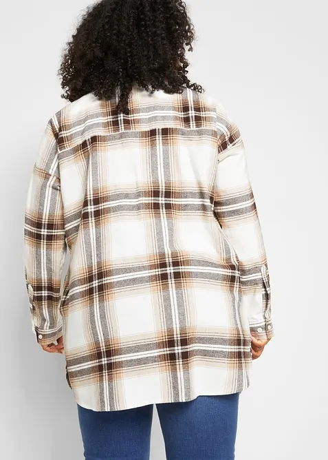 Camicia lunga in flanella di puro cotone, bonprix