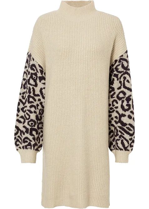 Abito in maglia oversize con fantasia leopardata, bonprix