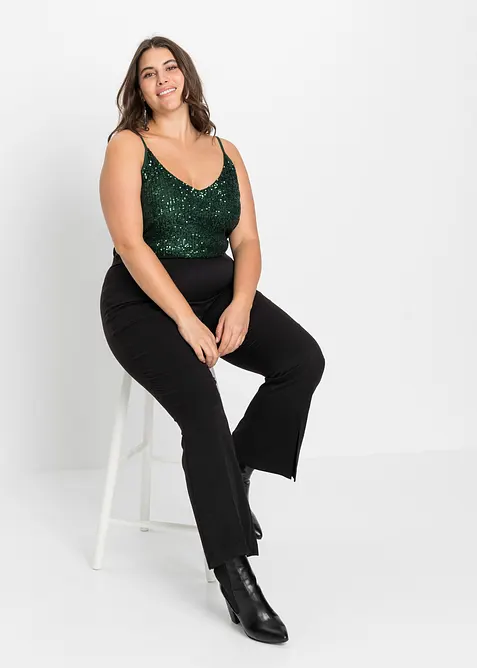 Top con spalline sottili e paillettes in morbido misto viscosa, bonprix