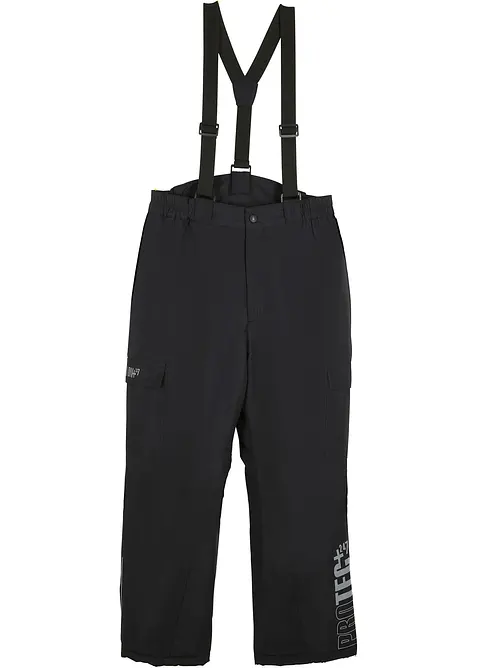 Pantaloni cargo funzionali impermeabili con bretelle e fodera calda, bonprix