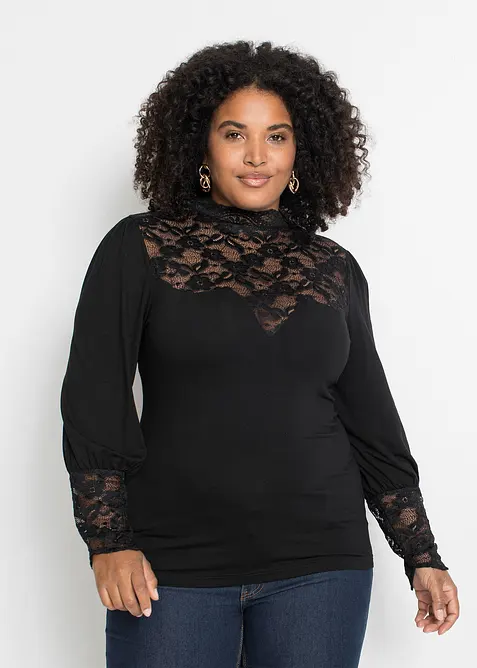 Maglia a maniche lunghe in misto viscosa, bonprix