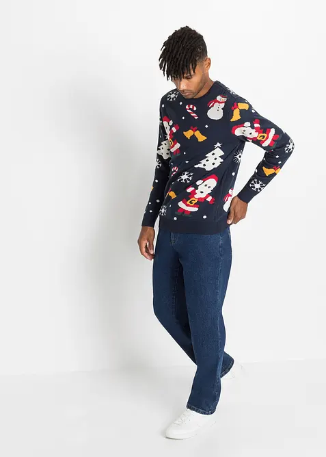 Maglione in filato fine con motivo natalizio, bonprix