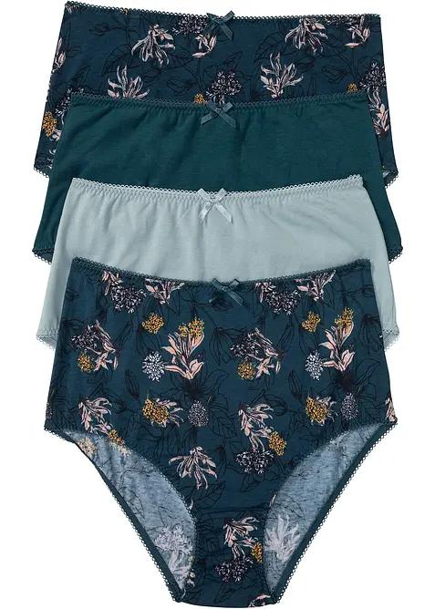 Slip a vita alta con cotone biologico (pacco da 4), bonprix