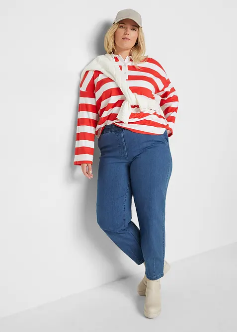 Mom jeans con cinta comoda, vita alta, bonprix
