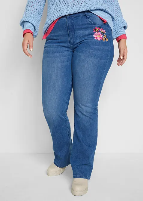 Jeans bootcut con cinta comoda, vita alta, bonprix