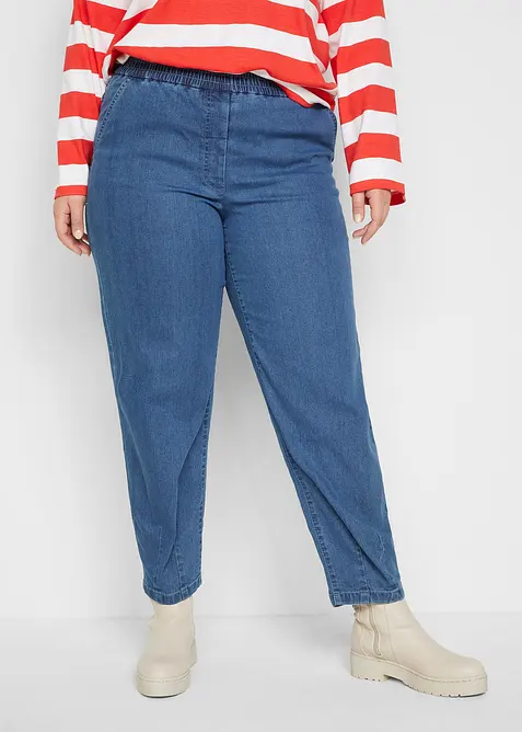 Mom jeans con cinta comoda, vita alta, bonprix