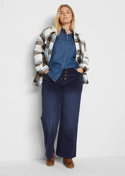 Pantaloni in velluto a coste di misto cotone elasticizzato, bonprix
