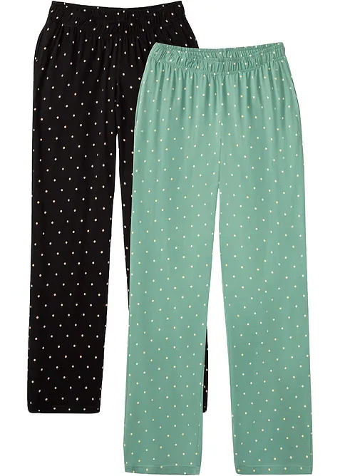 Pantaloni da pigiama lunghi in puro cotone (pacco da 2), bonprix
