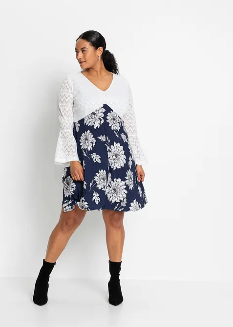 Abito di jersey con pizzo, bonprix