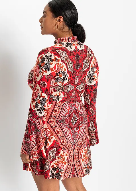 Abito in jersey con colletto dritto e maniche a volant, bonprix