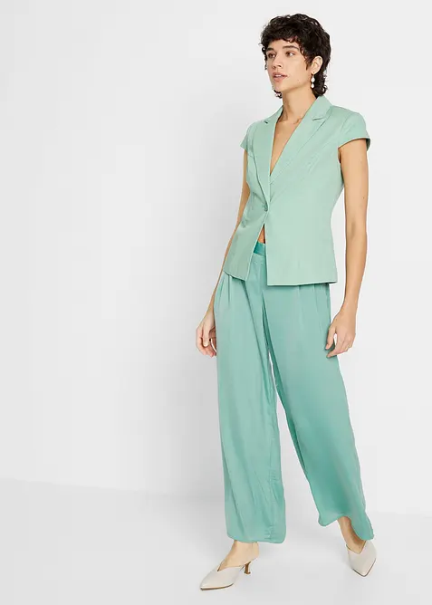 Blazer a maniche corte in satin di cotone, bonprix