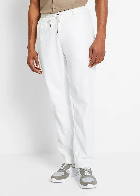Pantaloni in misto lino con elastico in vita relaxed fit, straight, bonprix