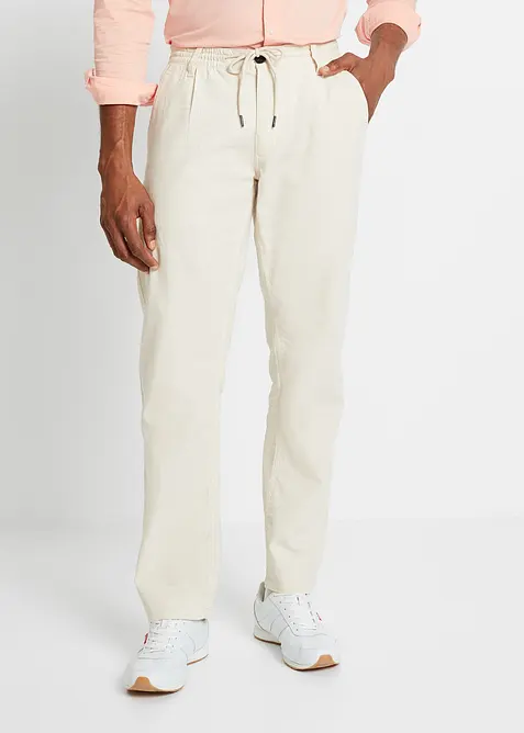 Pantaloni in misto lino con elastico in vita relaxed fit, straight, bonprix