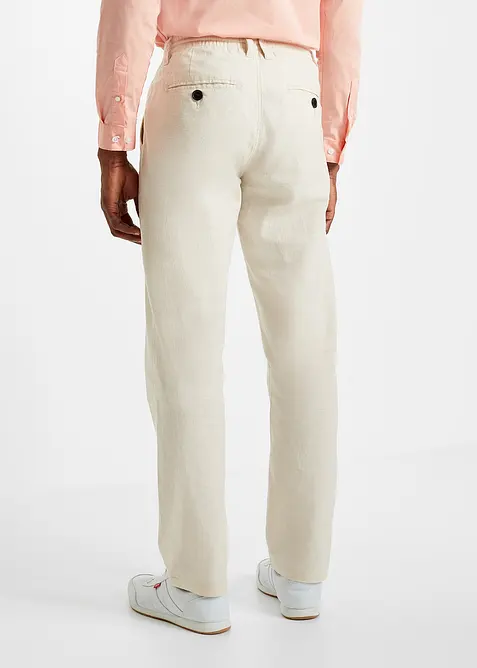 Pantaloni in misto lino con elastico in vita relaxed fit, straight, bonprix
