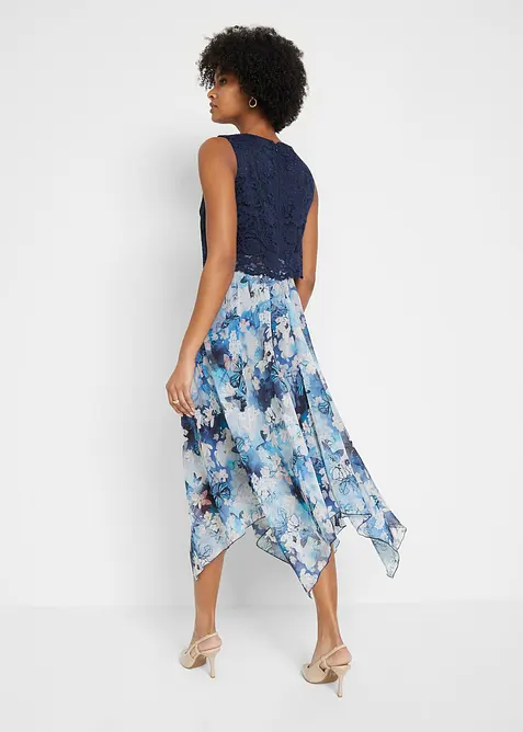 Abito in chiffon con pizzo fine, bonprix