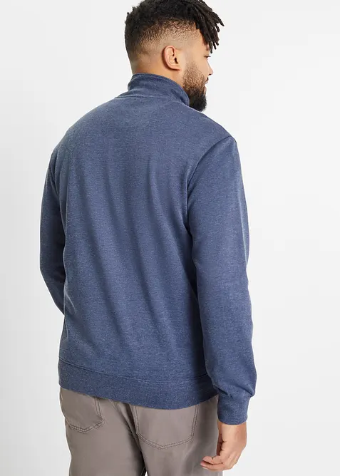 Felpa con zip con collo dritto e dettagli in similpelle, bonprix