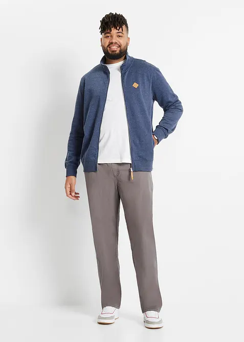 Felpa con zip con collo dritto e dettagli in similpelle, bonprix