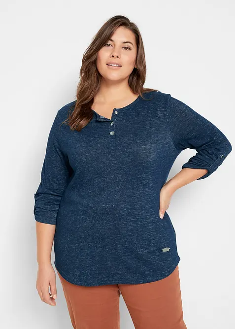 Maglia a maniche lunghe in misto cotone con bottoni, bonprix