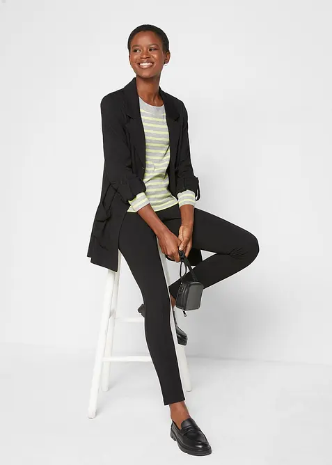 Blazer lungo in Punto di Roma misto viscosa, bonprix