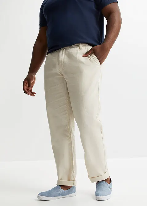 Pantaloni in misto lino con elastico in vita relaxed fit, straight, bonprix